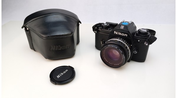 Nikon EM 35mm SLR Film Camera with Case & 50mm, F/1.8 Lens