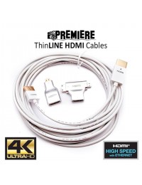 Ultra-Thin HDMI to HDMI Cable 16ft Hyper Slim HDMI 2.0 Cable, White • NEW